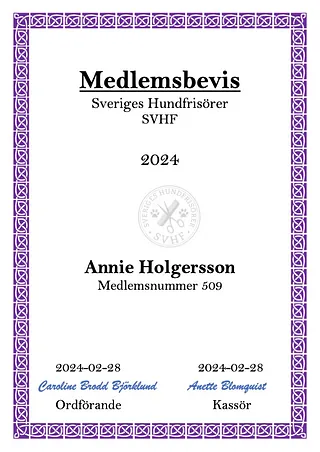 Medlemsbevis Hundstund