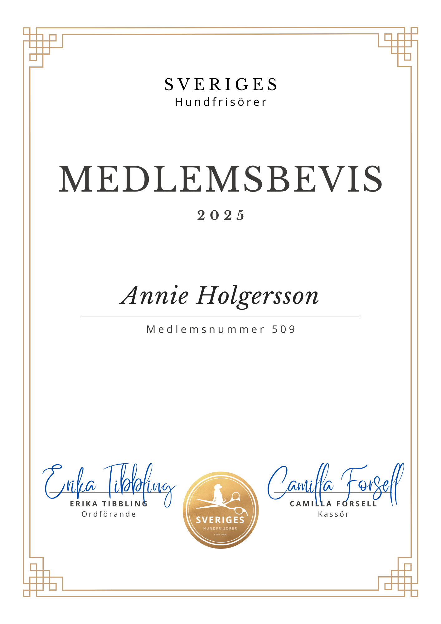 Medlemsbevis Hundstund