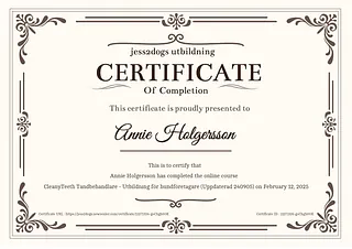 Certifikat Tandbehandlare Hund
